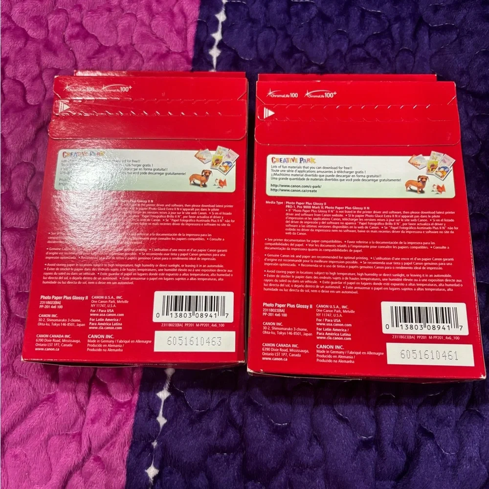New Cannon photo paper plus glossy II 4x6 100 sheets